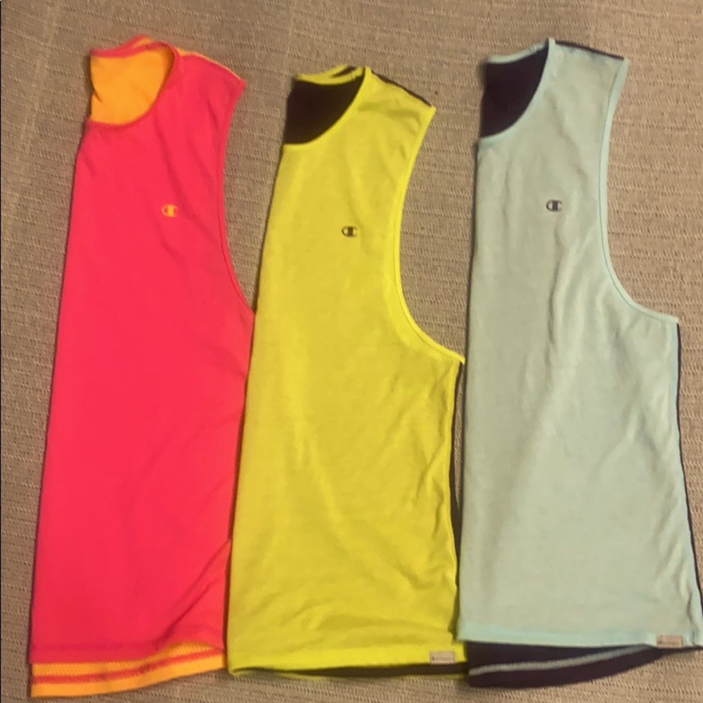 Lot of three Champion mesh back muscle shirts